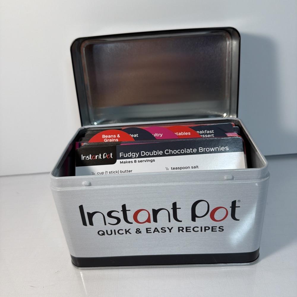 NEW INSTANT POT Official Quick & Easy Recipes 100 Recipe Cards Cookbook Box Tin - Picture 9 of 9